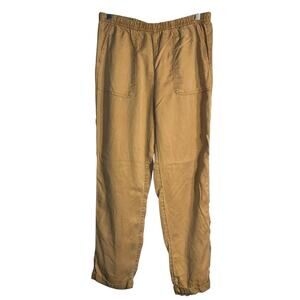 Nicole Miller New York Lyocell Pants Tan Elastic Waist Size Medium